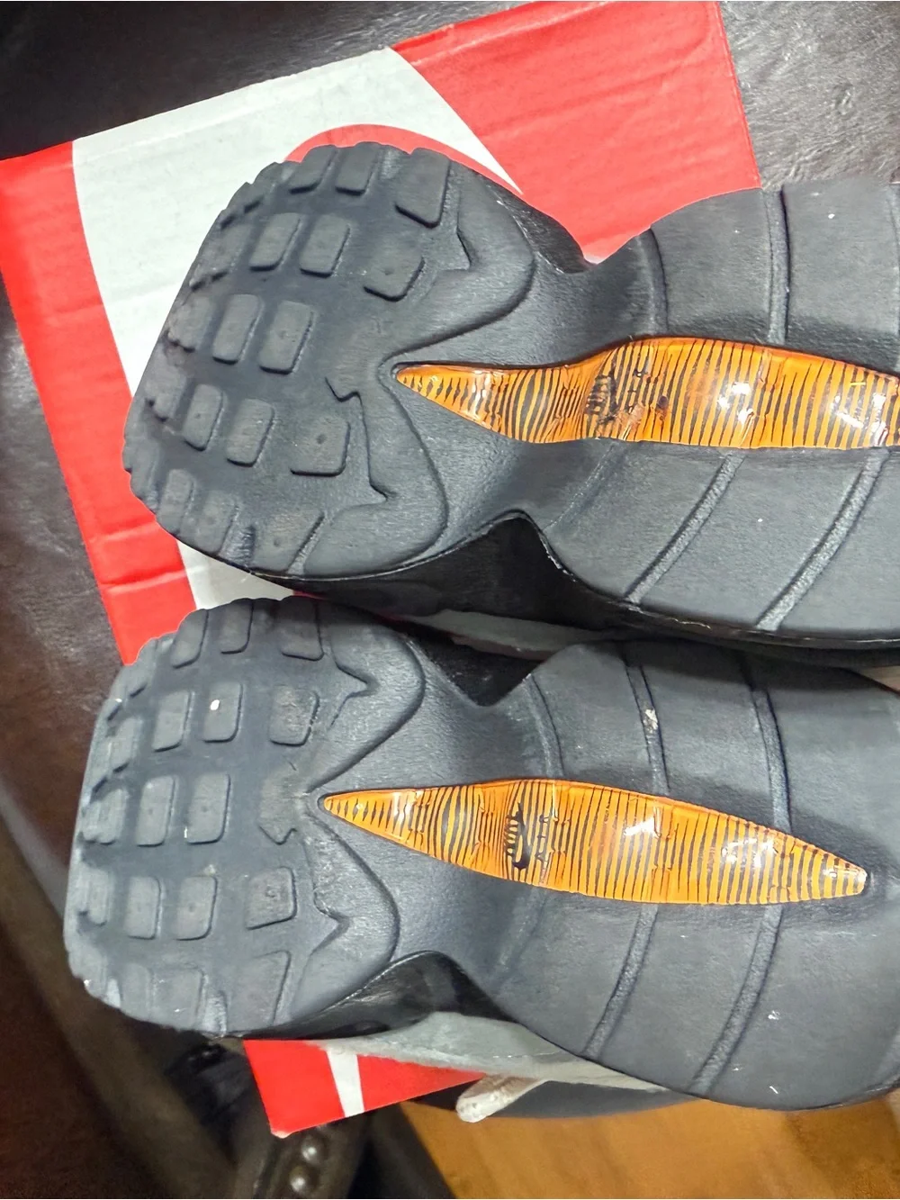 Nike Kids Grey and Orange Mesh Lace-Up Sneakers